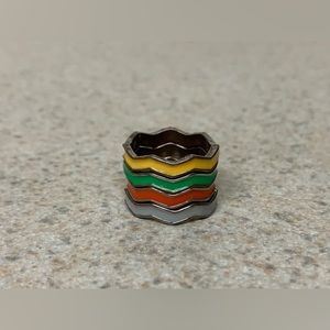 Chevron Stacked Ring Set of 4 - Multicolor - sz 7